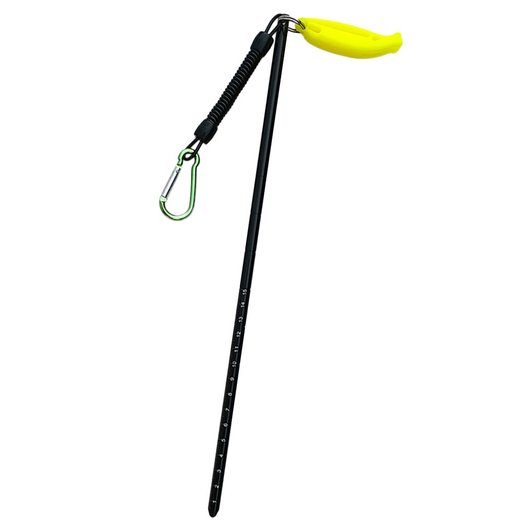 D DOLITY 34cm Aluminium Riffstab Unterwasser Tauchen Zeigestab mit Spiralkabel - Schwarz