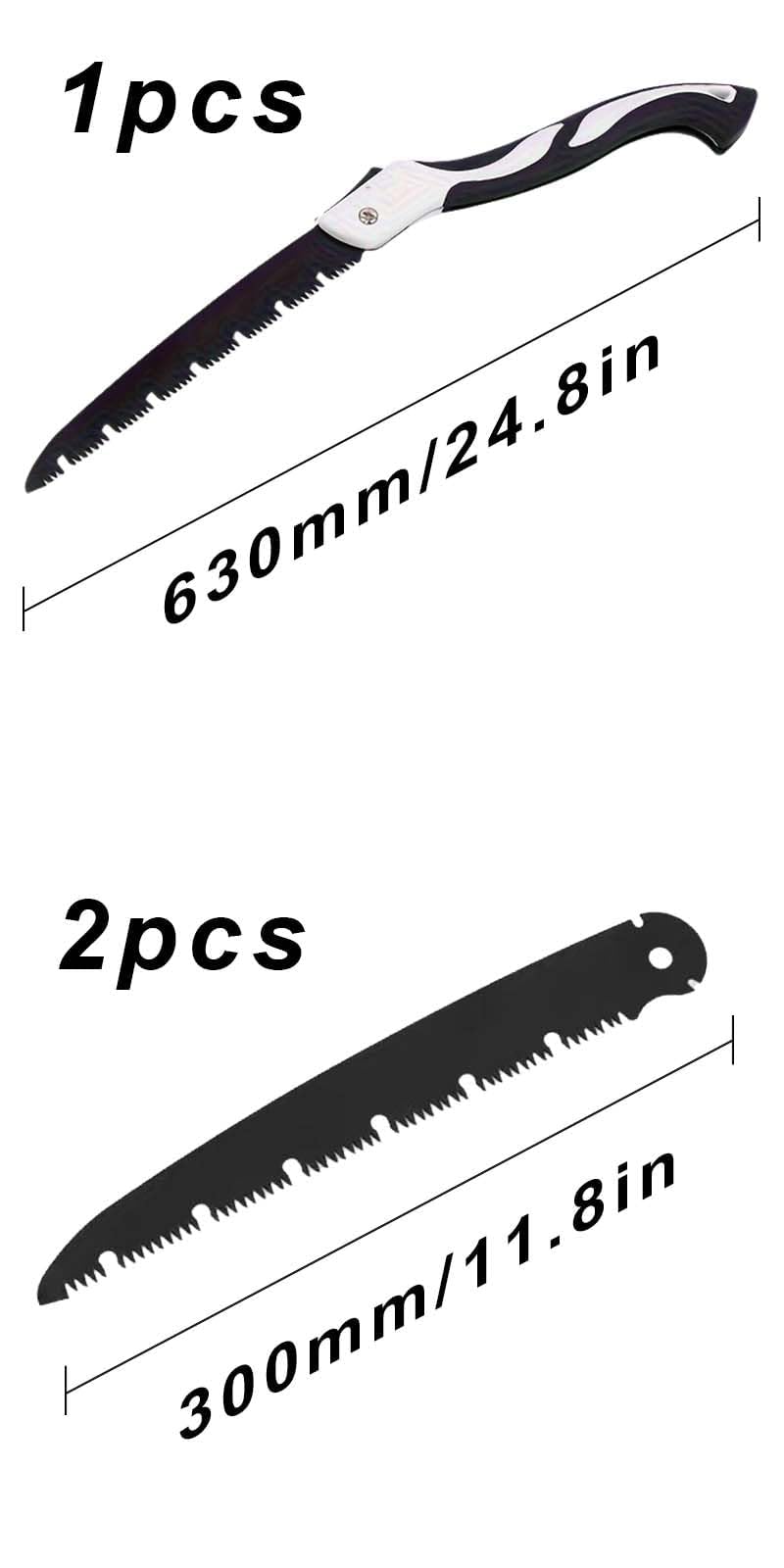Scie à bois,Scie d'élagage,Scie à main pour l'élagage, Scie d'élagage pliante, Scie à tirer japonaise, Scie japonaise, avec 2 lame de scie en acier au carbone SK5,adaptée aux scies d'élagage extérieur