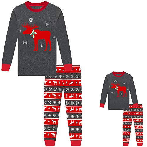 Image of Babyroom Girls Matching Doll&Toddler 4 Piece Cotton Pajamas Toddler Christmas Sleepwear