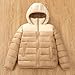 Casual Colorblock Lightweight Coats for Girls Boys:Fashion Zip up Hooded Puffer Jackets with Pockets Hiking School(Khaki,12 Years)