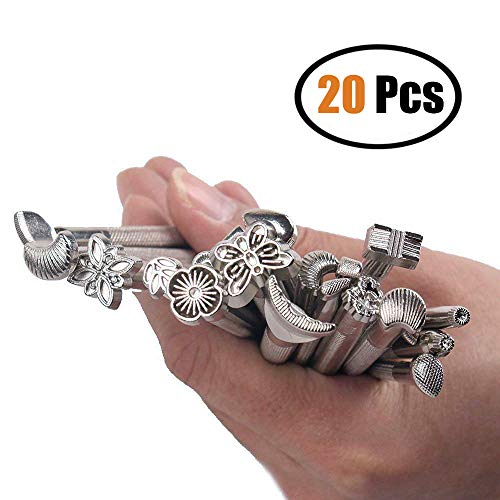 20 Pcs Leather Working Saddle Making Tools Craft Tool Leather Craft Stamp Kits, Leather Working Saddle Making Stamps Tools Set for Leathercraft Carving DIY Handmade Art