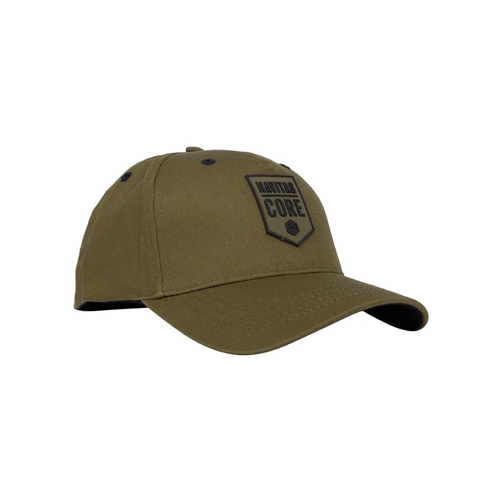 Navitas CORE Men’s Green Baseball Cap – 100% Cotton Adjustable Snapback Outdoors Hat with Branded PU Patch Logo, Contrast Under Peak, & Woven Rear Label