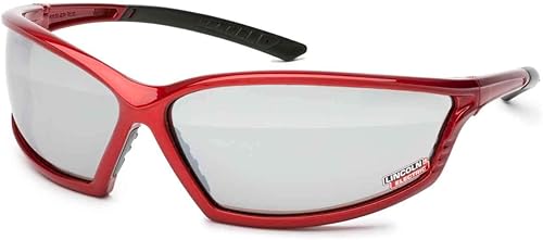 Lincoln Electric Gafas de seguridad para exteriores | Lente espejo reflectante | Anti arañazos | Marco rojo | K2972-1