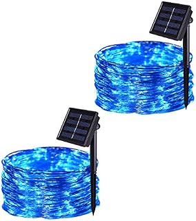 JMEXSUSS Solar String Lights Outdoor Waterproof, 2 Pack 100 LED 32.8ft 8 Modes