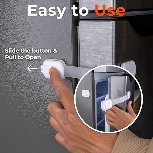 image for HomeBrella 2-Pack Child Proof Fridge Lock with Adhesive - Adjustable B