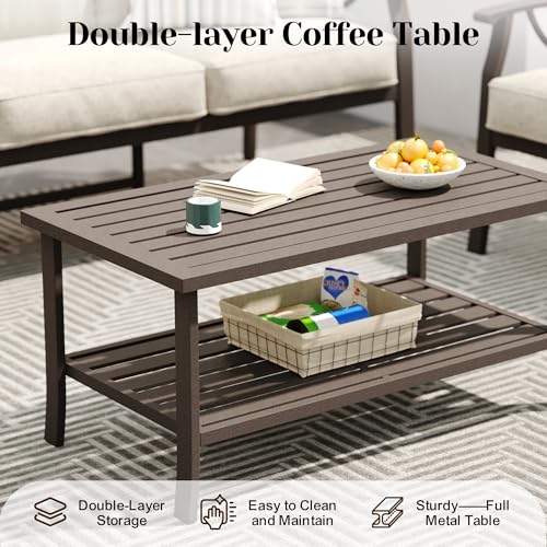 Image of FansaFurn 8-Pieces Outdoor Patio Furniture Set, Outdoor Metal Sectional Furniture with Cushions, Outdoor Conversation Seating Set with Coffee Table for Garden, Balcony, Deck, Backyard, Khaki