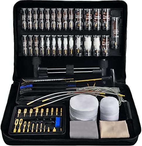 GLORYFIRE Gun Cleaning Kit Rifle Handgun Shotgun Pistol Cleaning Kit for All Guns with High-end Brass Brushes, Mops, Jags, Reinforced, Lengthened Rods and Gun Cleaning Snake&Ropes
