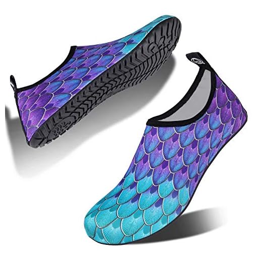 Water-Shoes-Swim-Shoes Quick-Dry Barefoot Aqua-Socks-Beach-Shoes for Pool Yoga Surf for Women-Men(Fish-Scale/blue-green-40/41)