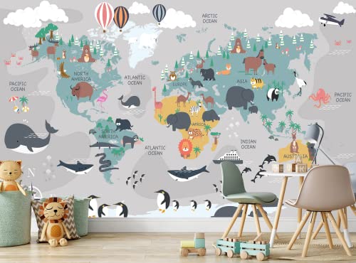 Papel Pintado 3D Habitación Infantil Mapamundi Fotomural 3D Papel Tapiz Moderno Papel Pintado Pared Dormitorio