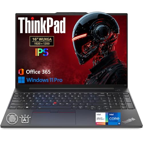 Image of Lenovo ThinkPad AI Business Laptop, 16 inch WUXGA IPS Display, Intel Core i5-1335U(>i7-1255U), 24GB RAM, 1TB SSD, Backlit KB, Fingerprint Reader, Ethernet Port, Win 11 Pro, MS 365 for the Web