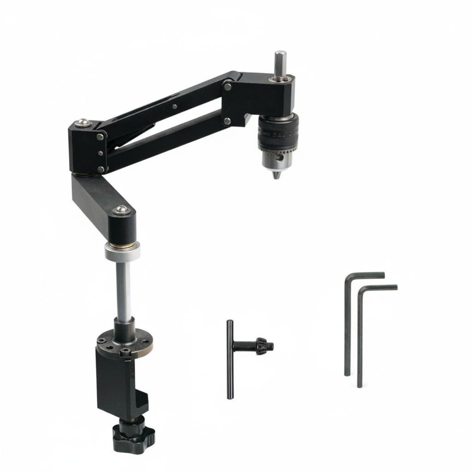 Harilla Braccio Maschiatore in Alluminio Supporto Maschiatrice Braccio a Braccio Oscillante Mandrino 15-10mm Struttura Solida in Lega CNC Adatto per Meccanica di Precisione Banco da Lavoro Laboratorio