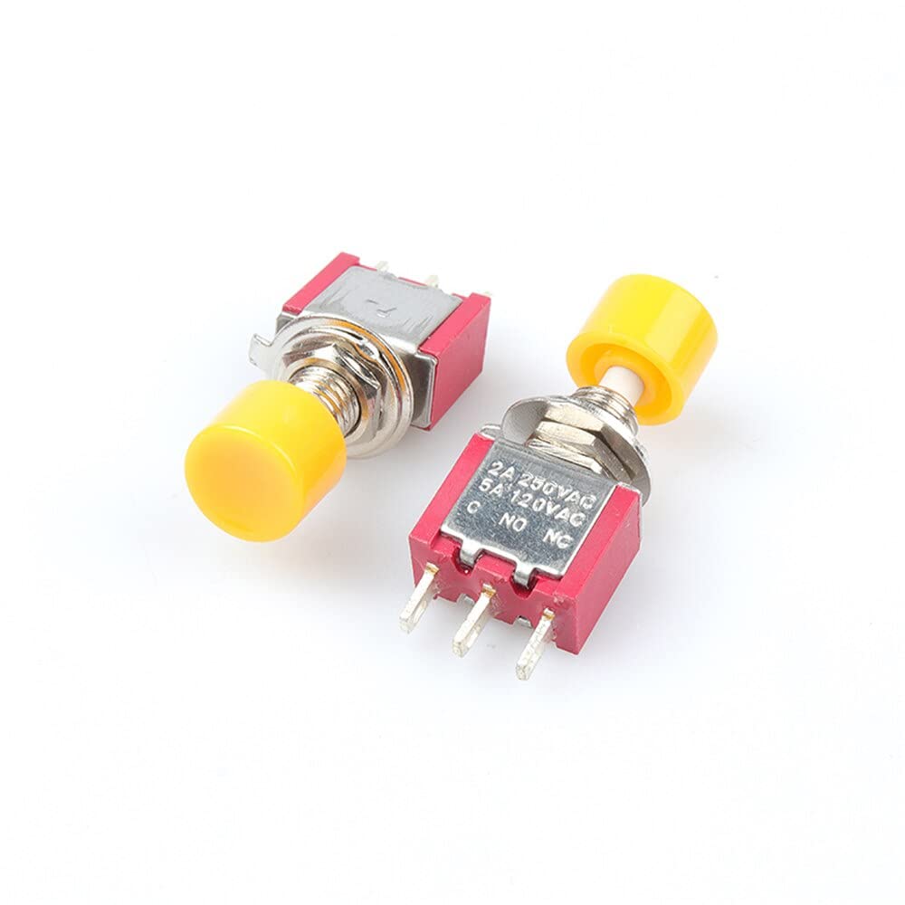 Commutateur DS-612 bouton poussoir jaune pour modélisme et panneau
