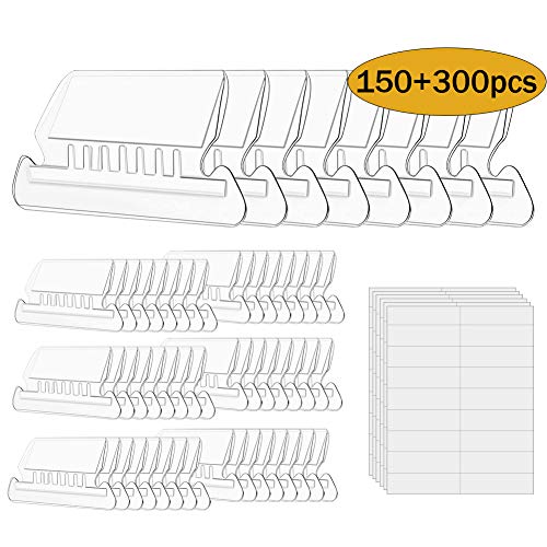 File Folder Tabs, Insertable Plastic Tabs, 150 Sets Hanging File Folder Tabs with 300 Sets Inserts for Hanging Folders, 2