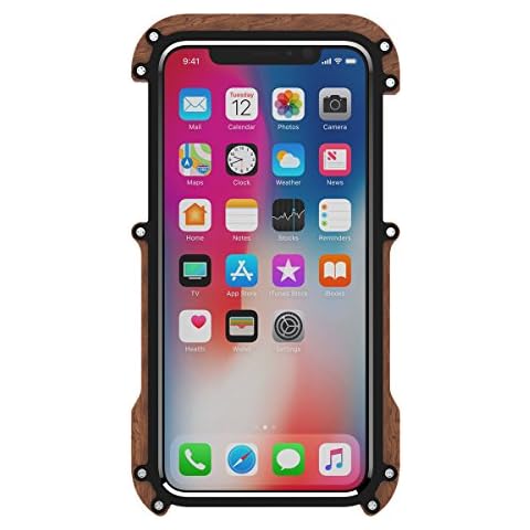JULYFOX iPhone X Case, Original Wood and Aviation Aluminum Metal Hybrid Protective Cover Case With Secure Grip Drop Protection For iPhone X iPhone 10 2017 Cover
