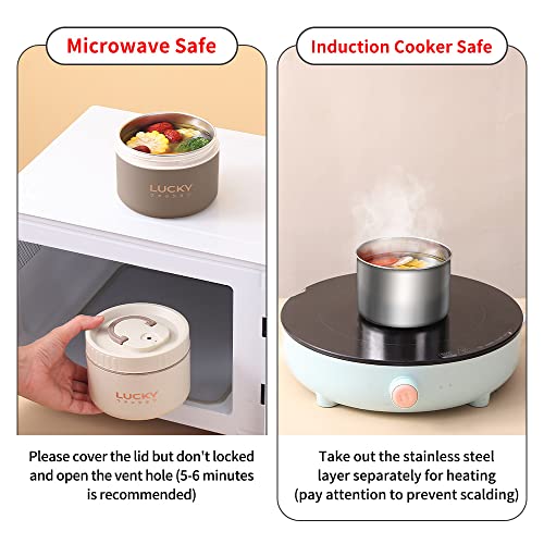 Arderlive Portable Insulated Lunch Container, Portable Insulated Food Container For Adults Thermal Lunch Bento Box Stainless Steel Microwave Safe thumb #2