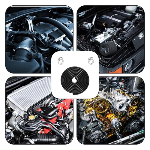 Xiciki 3 M Unterdruckschlauch KFZ,Silikonschlauch 3mm/8mm, Vakuumschlauch 3m Hochtemperatur,Turbo Unterdruckschlauch mit 2 Klemmen,Flexibel und Dick für Einlass und Auslassarmaturen