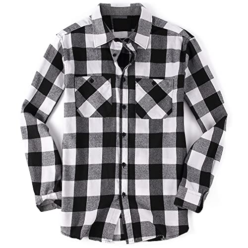 Esabel.C Mens Flannel Shirt Regular Fit Long Sleeve,Casual Button Down Plaid Flannel Shirt for Men