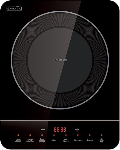 Empava Placa de inducción portátil de un solo quemador, estufa eléctrica de encimera con 3 modos preestablecidos, parte superior de vidrio