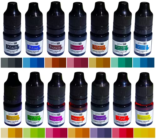 Candle Dye - 14 Highly Concentrated Candle Dyes for Candle Making - Vibrant Color Dyes for Soy Wax and Paraffin Wax - New 2021 Version