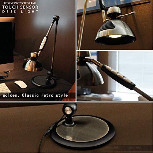 Ikwuanfly Metal Led Desk Lamp, Vintage Swing Arm Lamp, 1,500 Lumens, Gesture Control, Touch Control, 3 Color Modes, 12 Brightness Levels, Highly Adjustable For Home Office, Workbench, Silver #TOP2