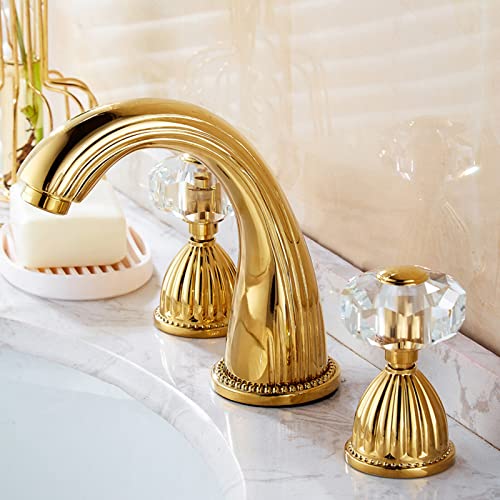 Mitigeur de lavabo multifonction chaud et froid or à trois trous