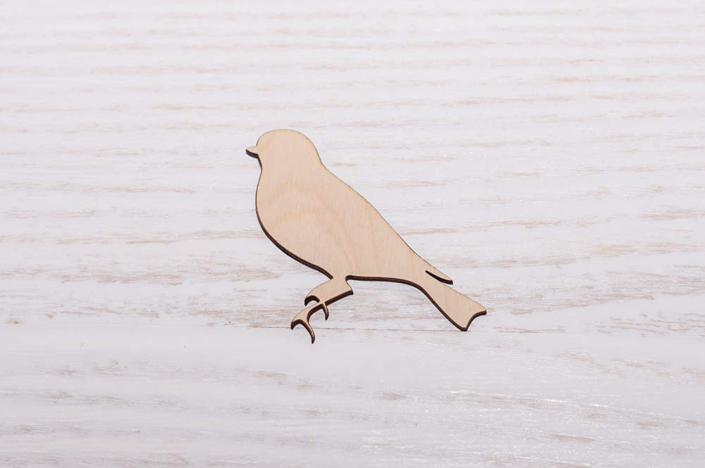 Set of 10 Wooden Bird Plywood Laser Cut, Wood Cutout, Plywood Figure, Shape Wood Ornaments Craft Decoration Decoupage Unpainted (EW0330) (10cm)