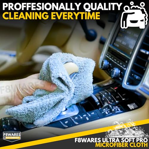 Image of F8WARES 2PK Microfiber Cloth for Car -Edgeless 550 GSM Absorbent Car Cleaning Cloth 40X40 cm - Micro Fiber Cloth for Car Cleaning - Car Washing Clothes Microfiber Towel - Microfiber Cloth for Bike