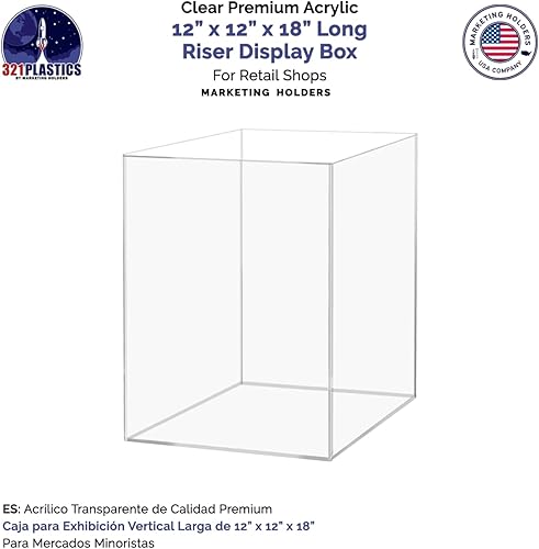 Miniatura 5 de Caja de exhibición de acrílico transparente de 12 x 12 x 18 pulgadas con un lado abierto sin tapa, versátil y alto Lucite para productos al por