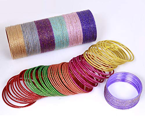 Sukh Collection Jewellery Indian Exclusive Plain Bangles for Wedding & Party Wear Optional Colours for Women & Bridal Bollywood Style 144 Pcs Bangle Bracelets Box3