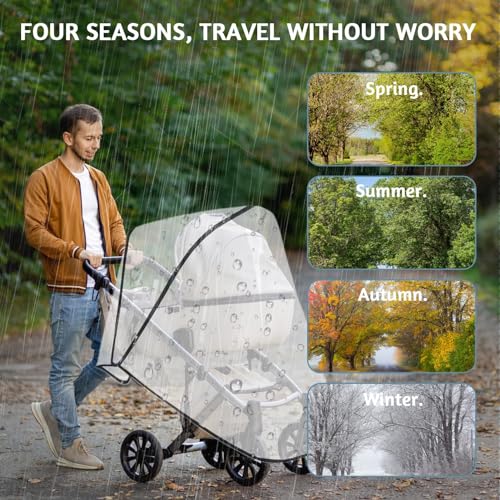 Regenschutz Kinderwagen Universal - Transparentes Regenverdeck mit Zugangsfenster - Schützt vor Regen, Wind und Schmutz - Einfache Montage und Aufbewahrung, Gute Luftzirkulation, Schadstofffrei