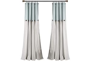 Coastal Curtains: Linen Button Window Curtain For Living Room - 40" W x 84" L