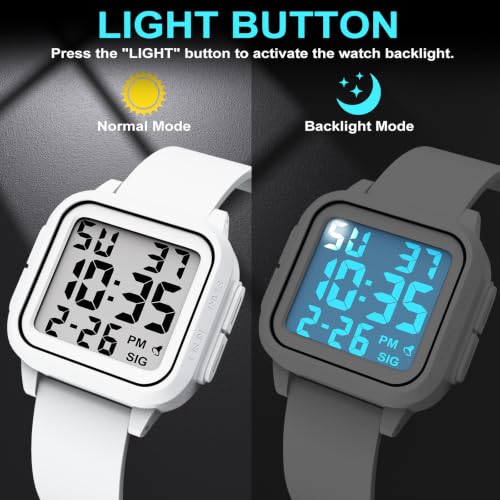 Image of Edillas Square Sport Watch Digital for Women's Men's Big Numbers Large Face 5ATM Waterproof Alarm Stopwatch Date Week Military Back Light Wristwatch for Teenagers