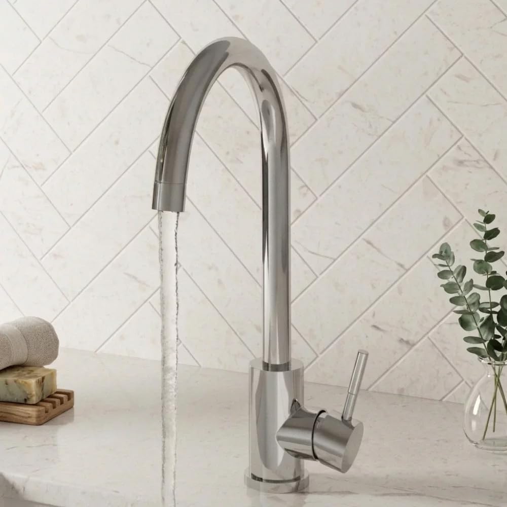Lancia Manhattan Kitchen Mixer Tap - High Arc Swivel Spout - Chrome