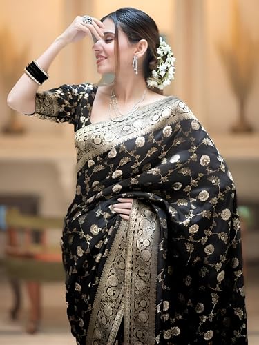 Image of Yashika Women's Pure Kanjivaram Silk Saree Soft Banarasi Style Wedding With Blouse Piece | Saree For Women | New Sari