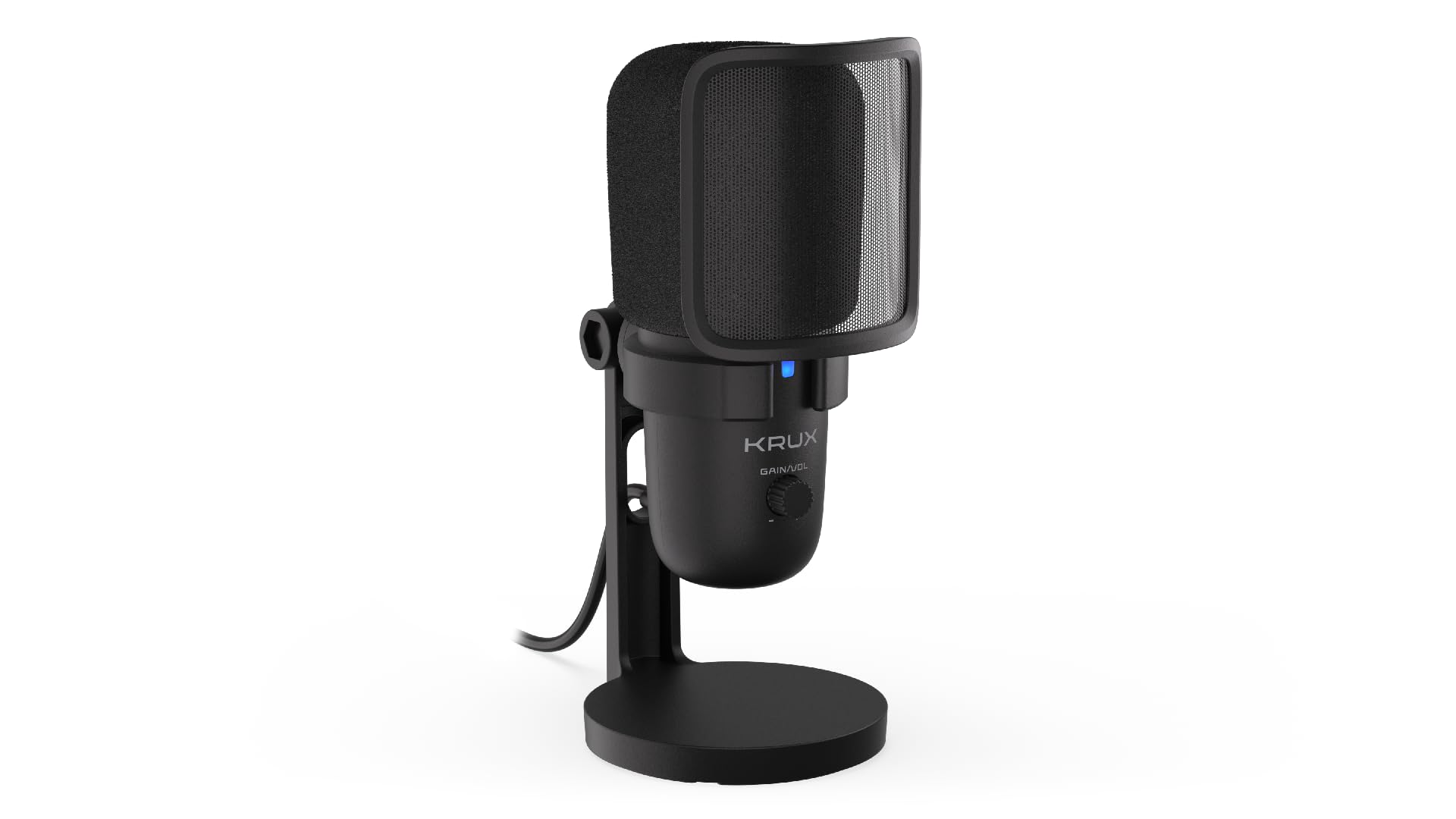 Krux Emote 2000S, Mikrofon USB typu Plug&Play, przełączanie między kardioidalną i dookólną charakterystyką kierunkową, regulacja głośności i wzmocnienia, dwa rodzaje filtrów, Mute | KRXC002