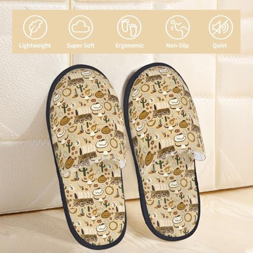 Wild West Cowboy Print House Slippers For Women And Men,Soft Slippers With Memory Foam,Non-Slip Indoor Home Shoes2