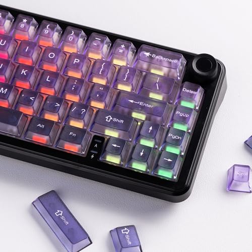 Image of dagaladoo Gradient Purple Frosted keycaps,Translucent Keyboard keycaps,Jelly Key caps Set,Shine Through Key caps,Cherry Profile Keyboard caps for Mx Switches Mechanical Keyboard(115key)