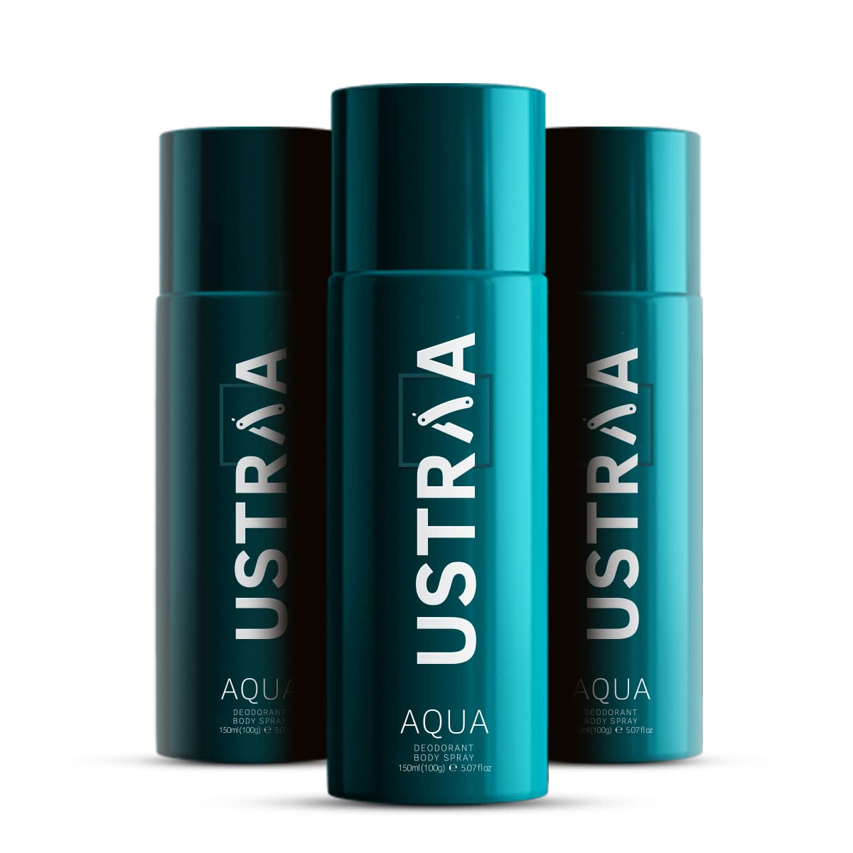 USTRAA Aqua Deodorant Body Spray For Men - 3 x 150 ml | Refreshing Aquatic Fragrance | Skin-friendly Deodorant | Keeps Odour in Check | Citrusy, Spicy notes with Aquatic Freshness (Set of 3)