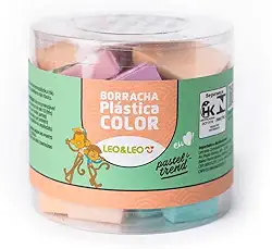 BORRACHA PLASTICA COLOR PASTEL TREND C/CAPA POTE/24UND LEOELEO