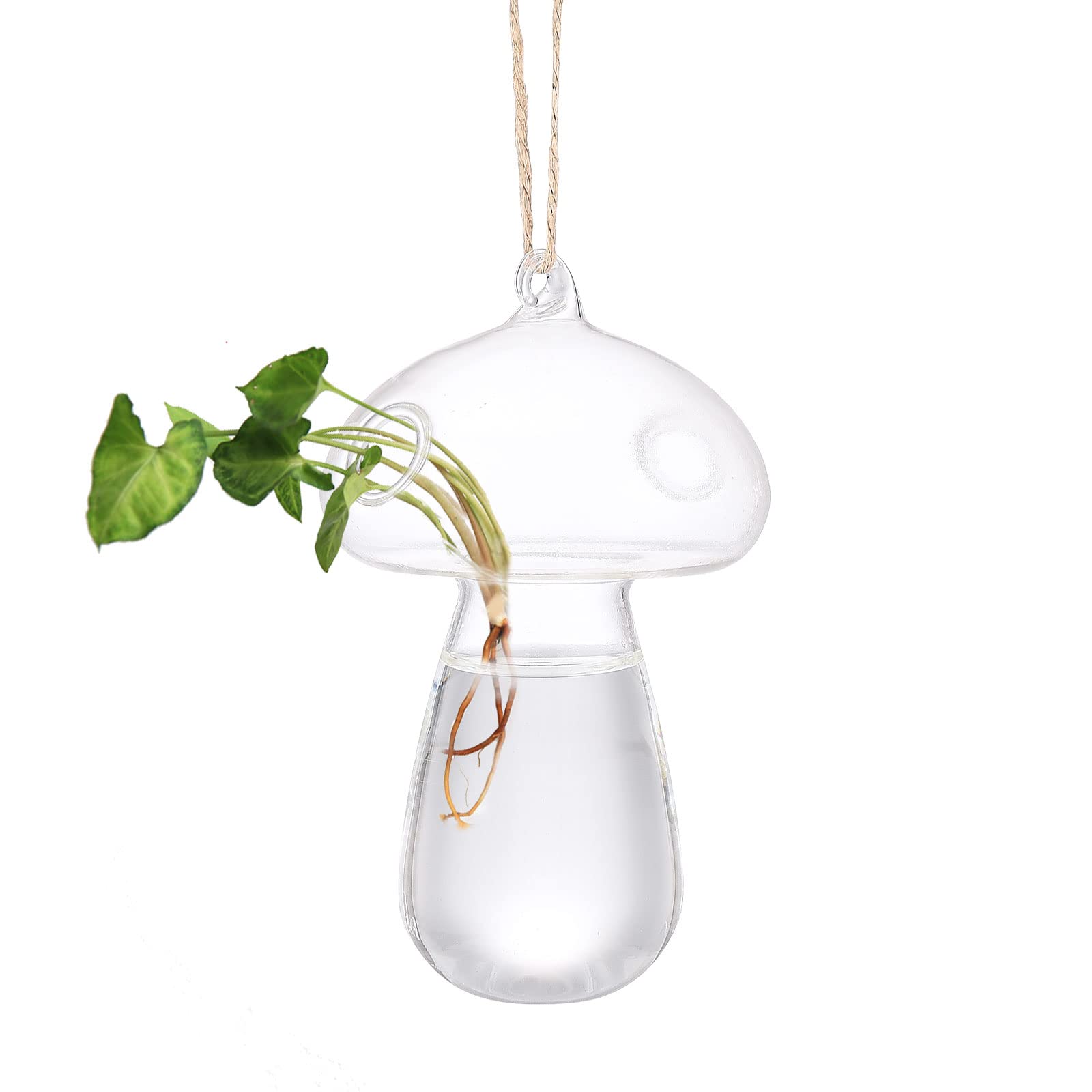 #1 Glass Hanging Planter Hanging Mushroom Shaped Hydroponic Vase Glass Vase Clear Hydroponic Plant Container For Propagation Hydroponic Plant Home Garden Decor(#1)