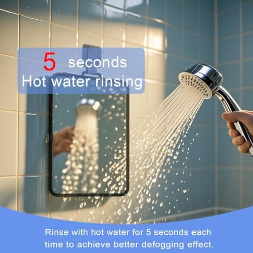 ZELIEVE Shower Mirror Fogless for Shaving Men Fog Free Anti Fog Bathroom No Fog Proof Anti-Fog Hanging Shatterproof RV (9” x 7”) — view 2