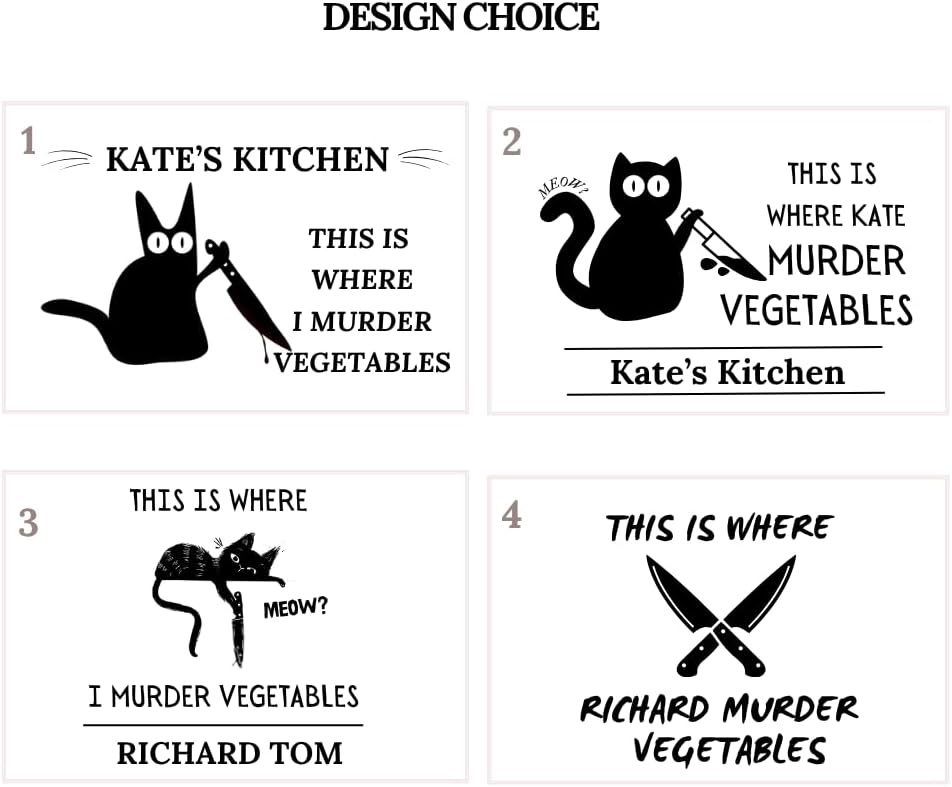 This is where i murder vegetables cutting board - Funny black cat - I will cut you cat - cut my food into pieces - This is my chopping board