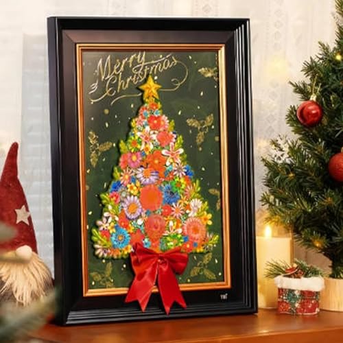 135-Piece Floral Christmas Tree Wooden Puzzle, Floral Christ