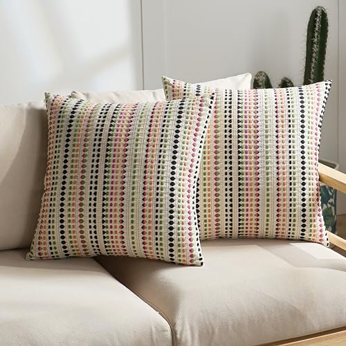 Boho Throw Pillow Covers 18x18 Inch Set of 2 Striped