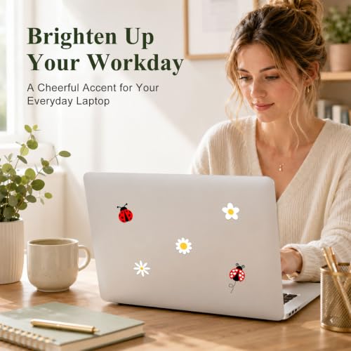 Image of 64PCS Ladybug & Flower Stickers, Cute Daisy Aesthetic Vinyl Sticker Set