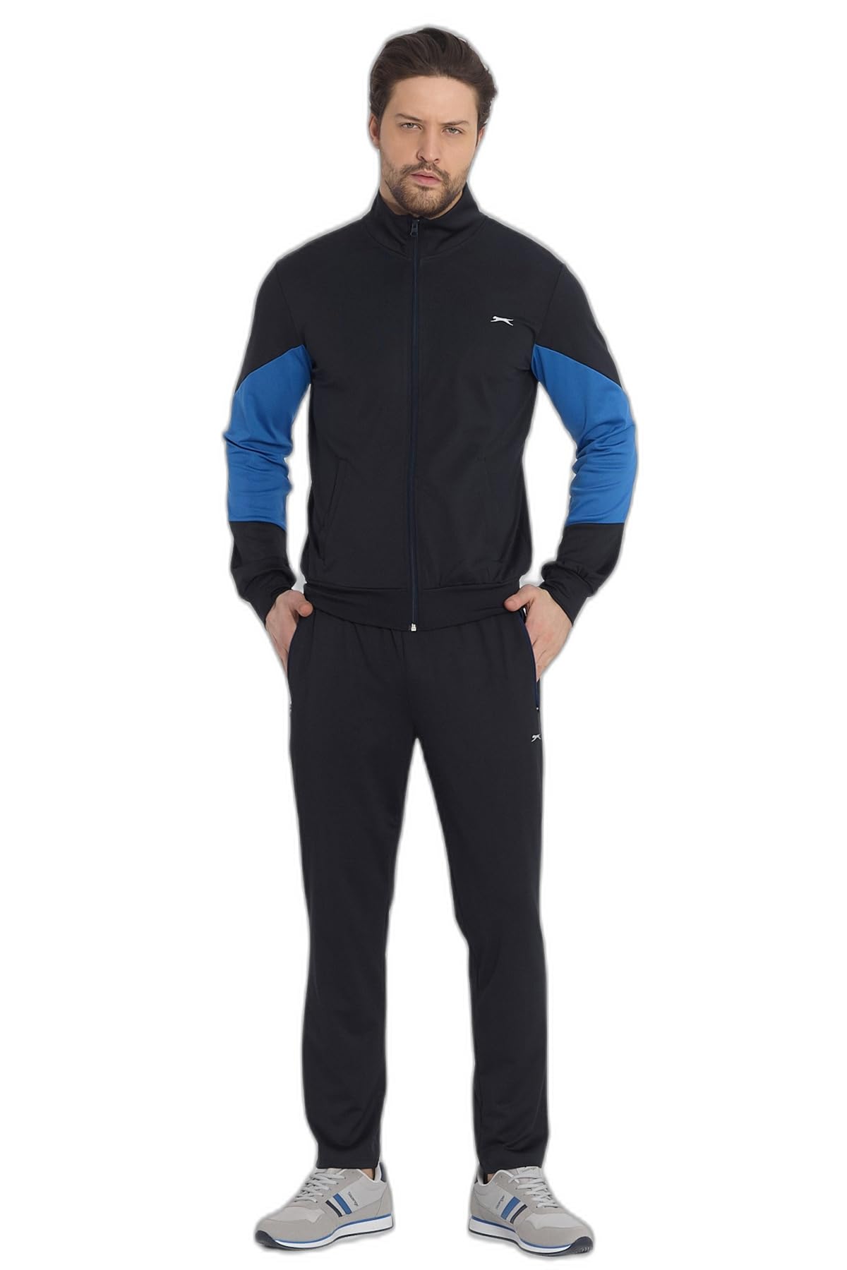 Slazenger RAPID Erkek Fermuarlı Dik Yaka Cepli Lacivert Eşofman Takımı