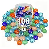 Virekm Mini Glass Gems for Vase,Mixed Colour Glass Stones Flat Bottom Marble Beads for Aquarium Fish Tank Planter Crafts Home Decorative Art Craft Vase Filler (Mixed, 1 Pound)