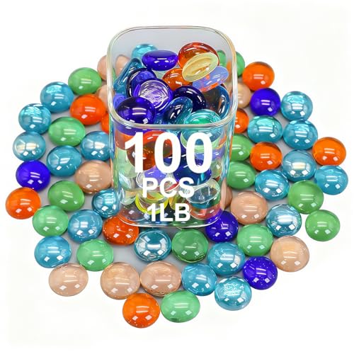 Image of Decorative Glass Pebbles Flat Bottom Beads for Vase, Aquarium & Fish Tank