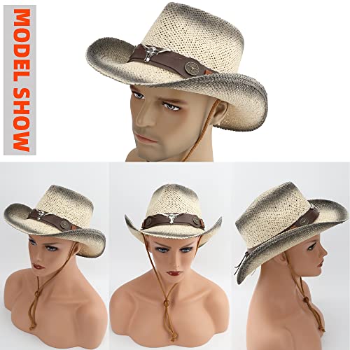Image of Adult Sun Straw Western Cowboy Hat Colored