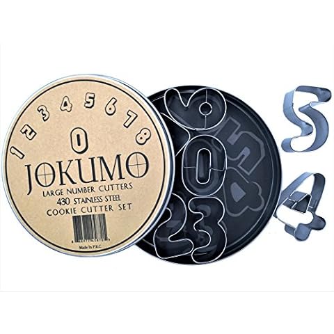 JOKUMO Number 0-9 Cookie Cutters Set - 430 Stainless Steel - Great For Icing and Fondant Cover